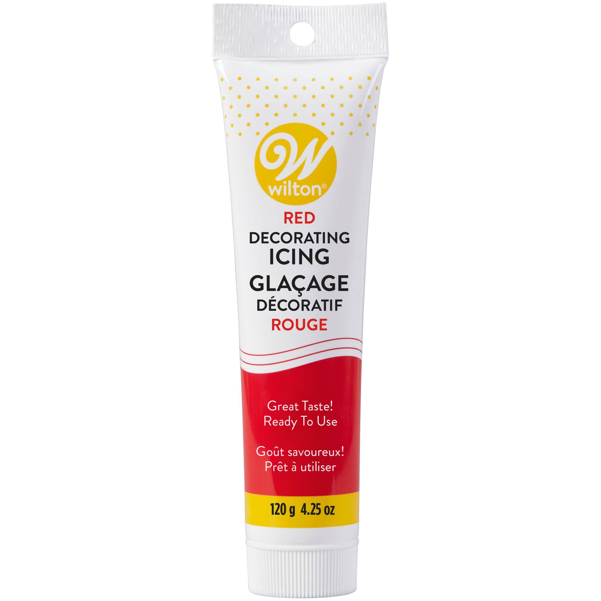 Wilton Edible Ready to Use Decorating Icing Tube, Red, 4.25-oz, for Baking/Cake Decoration Front_Flat