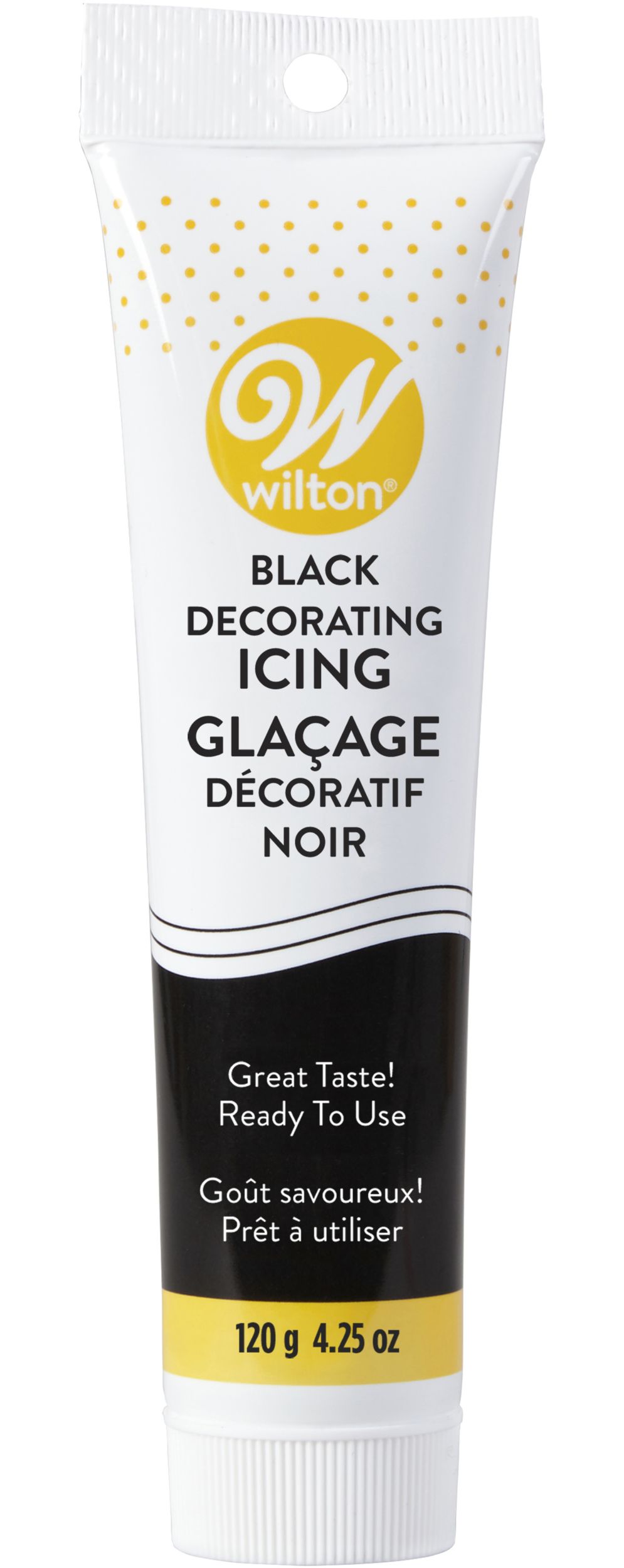 Wilton Edible Ready to Use Decorating Icing Tube, Black, 4.25-oz, for Baking/Cake Decoration Front_Flat