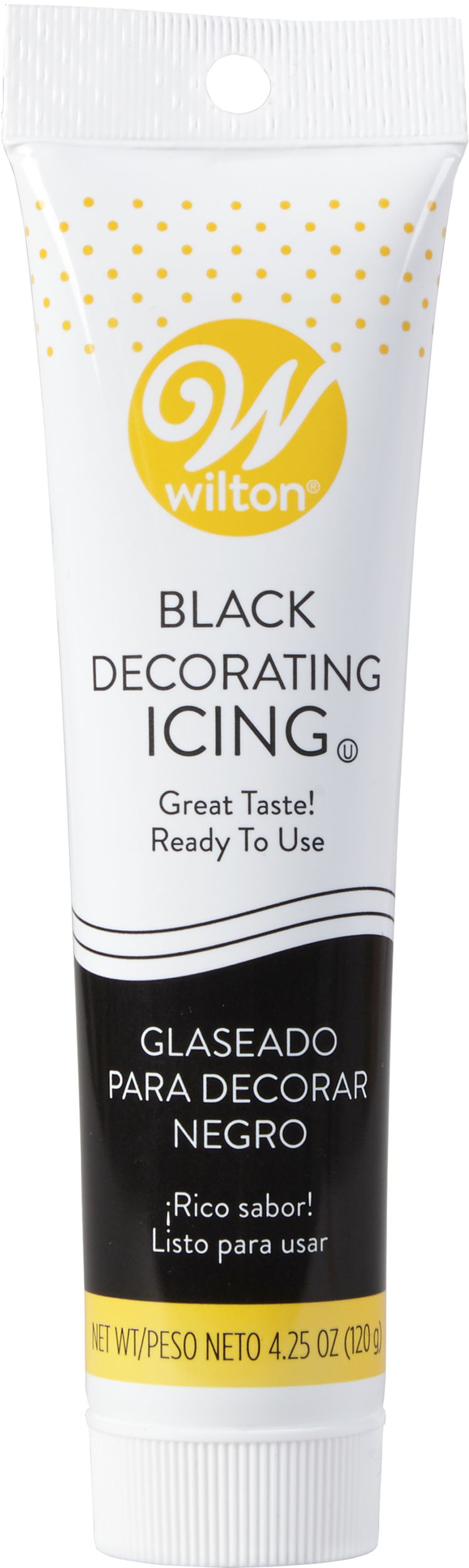 Wilton Edible Ready to Use Decorating Icing Tube, Black, 4.25-oz, for Baking/Cake Decoration Front_Flat