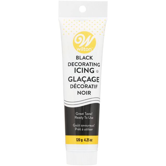 Wilton Edible Ready to Use Decorating Icing Tube, Black, 4.25-oz, for Baking/Cake Decoration Front_Flat