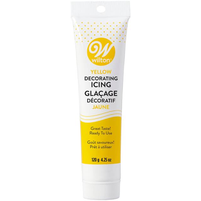 Wilton Edible Ready to Use Decorating Icing Tube, Yellow, 4.25-oz, for Baking/Cake Decoration Front_Flat