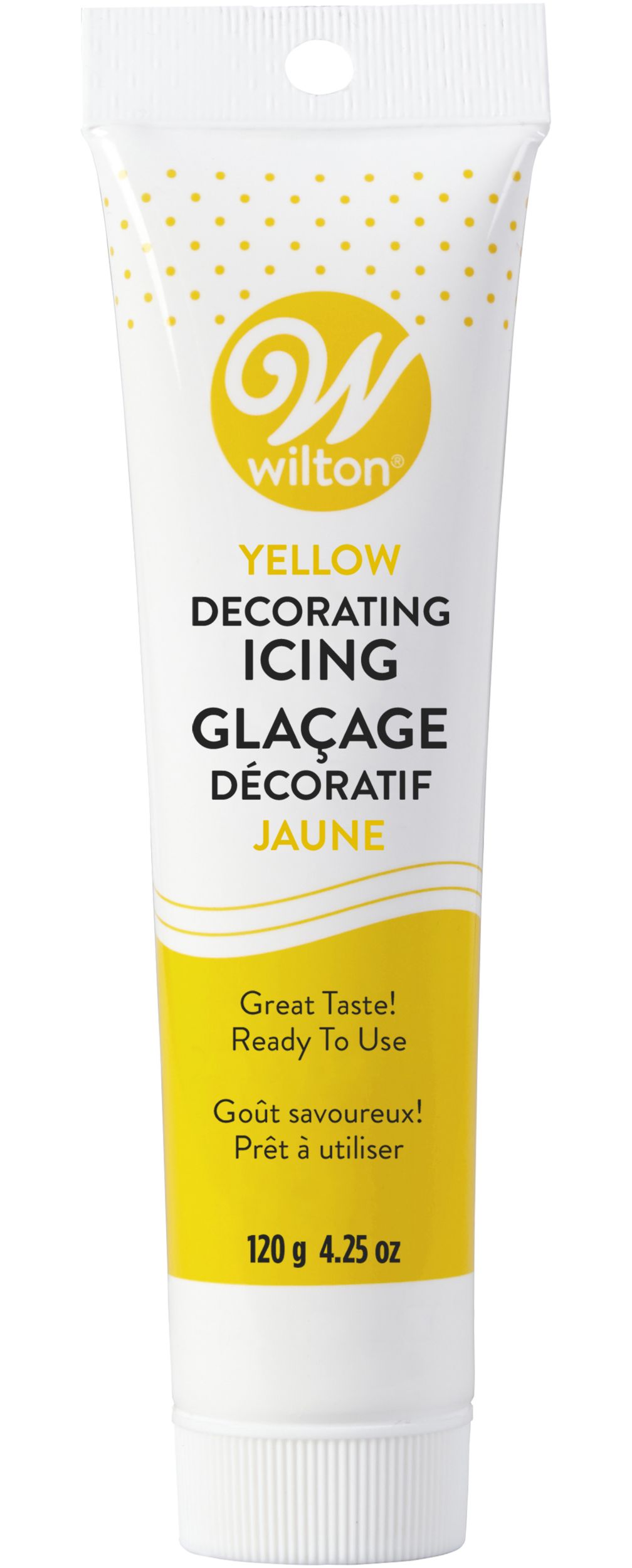 Wilton Edible Ready to Use Decorating Icing Tube, Yellow, 4.25-oz, for Baking/Cake Decoration Front_Flat
