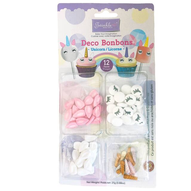 Unicorn Edible Decorative Sprinkles, Multi-Coloured, 0.88-oz, 12-pk, for Baking/Gluten Free Cake Decoration Front_Flat