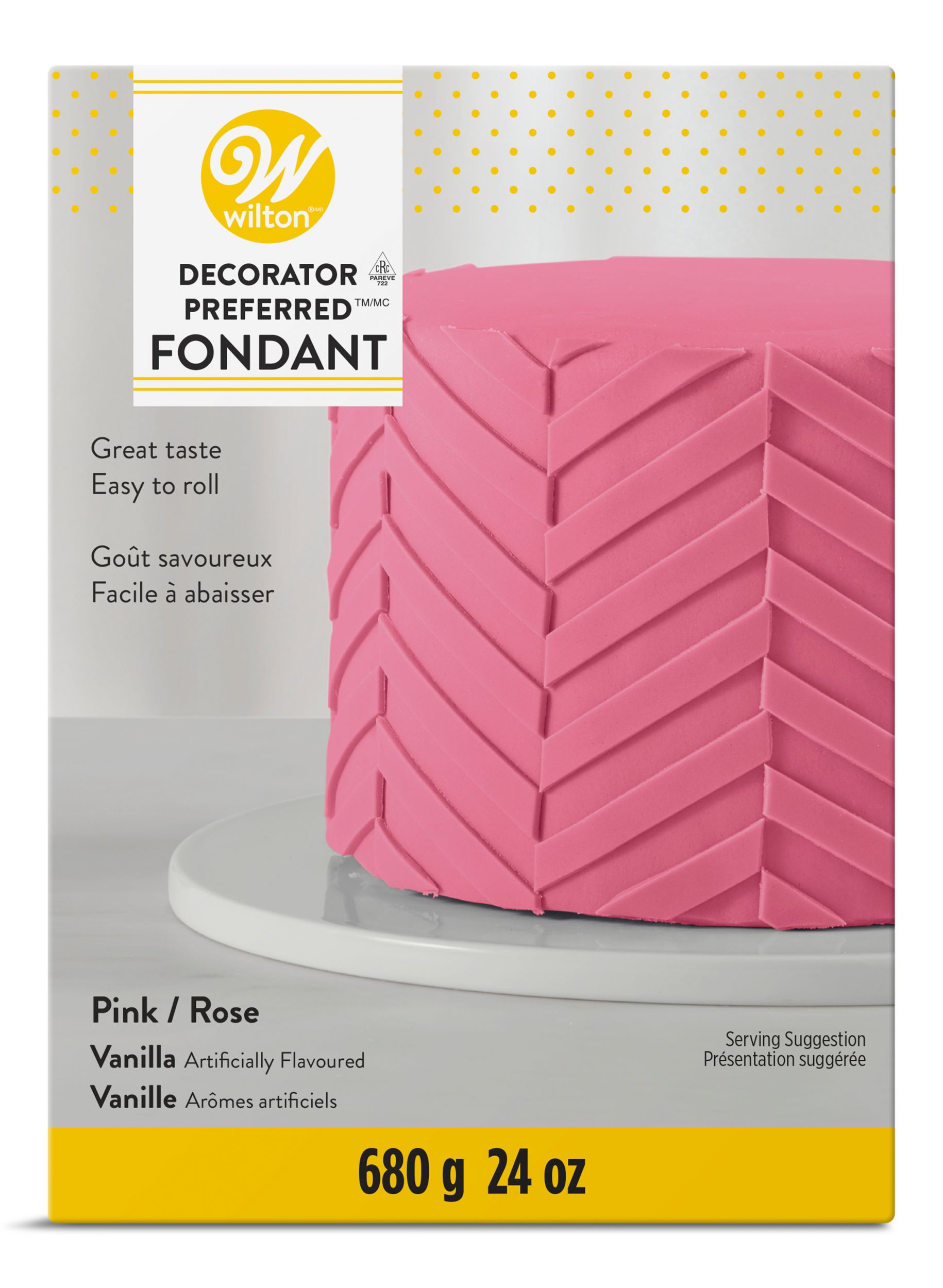Wilton Decorator Preferred Edible Decorating Fondant Icing, Pink, 24-oz, Vanilla Artificially Flavoured, for Baking/Cake Decoration Front_Flat