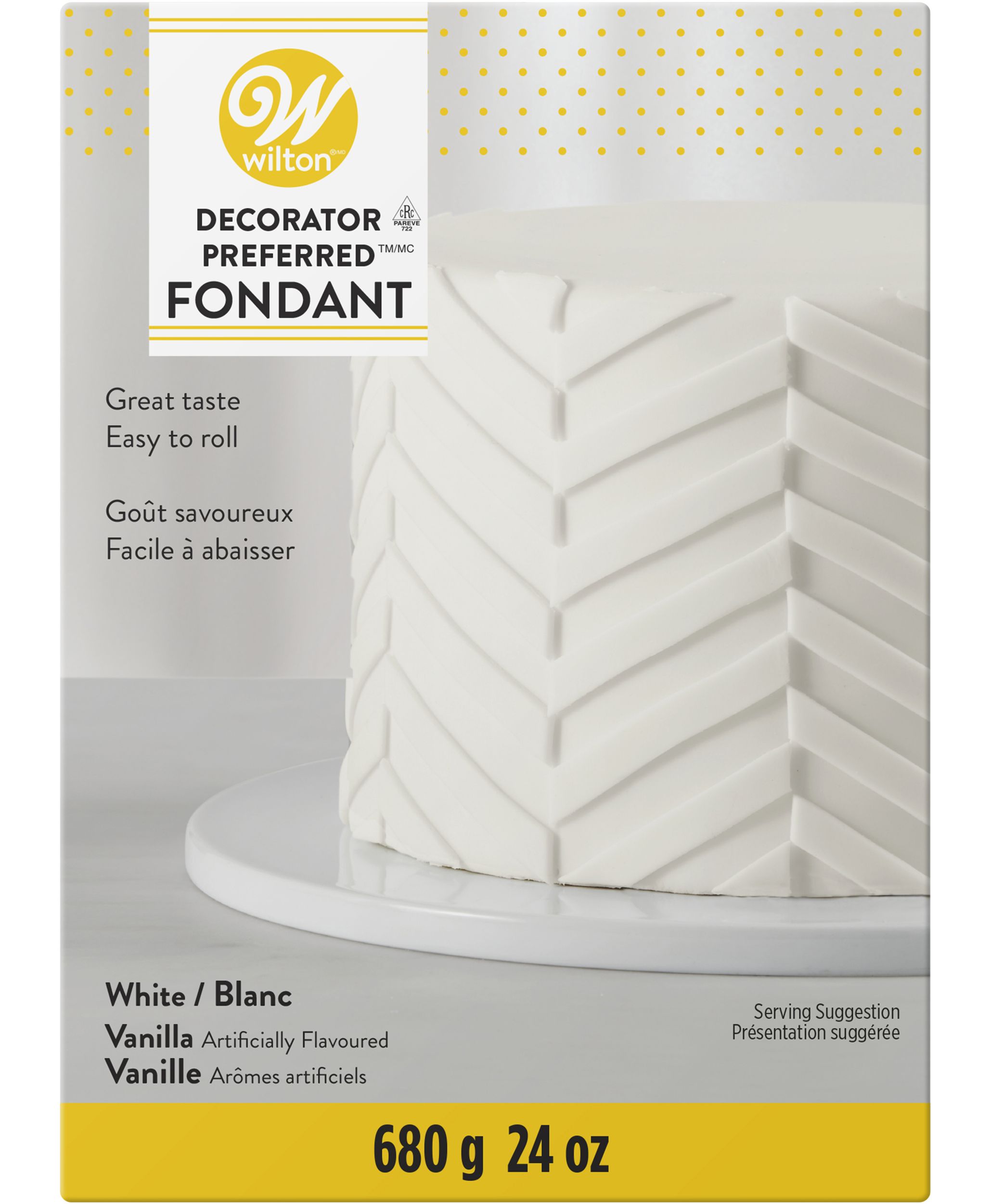Wilton Decorator Preferred Edible Decorating Fondant Icing, White, 24-oz, Vanilla Artificially Flavoured, for Baking/Cake Decoration Front_Flat