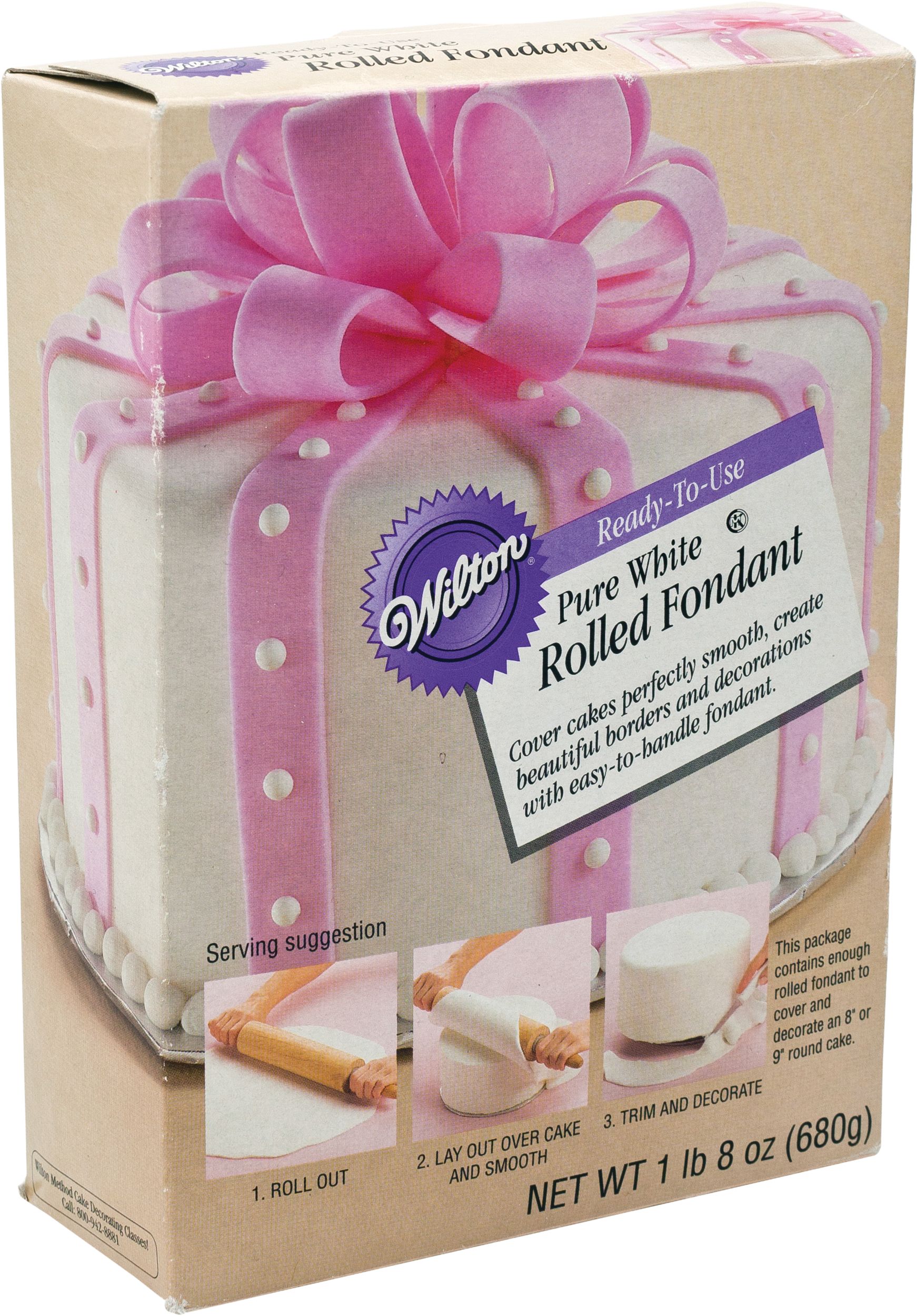 Wilton Decorator Preferred Edible Decorating Fondant Icing, White, 24-oz, Vanilla Artificially Flavoured, for Baking/Cake Decoration Front_Angled_Right