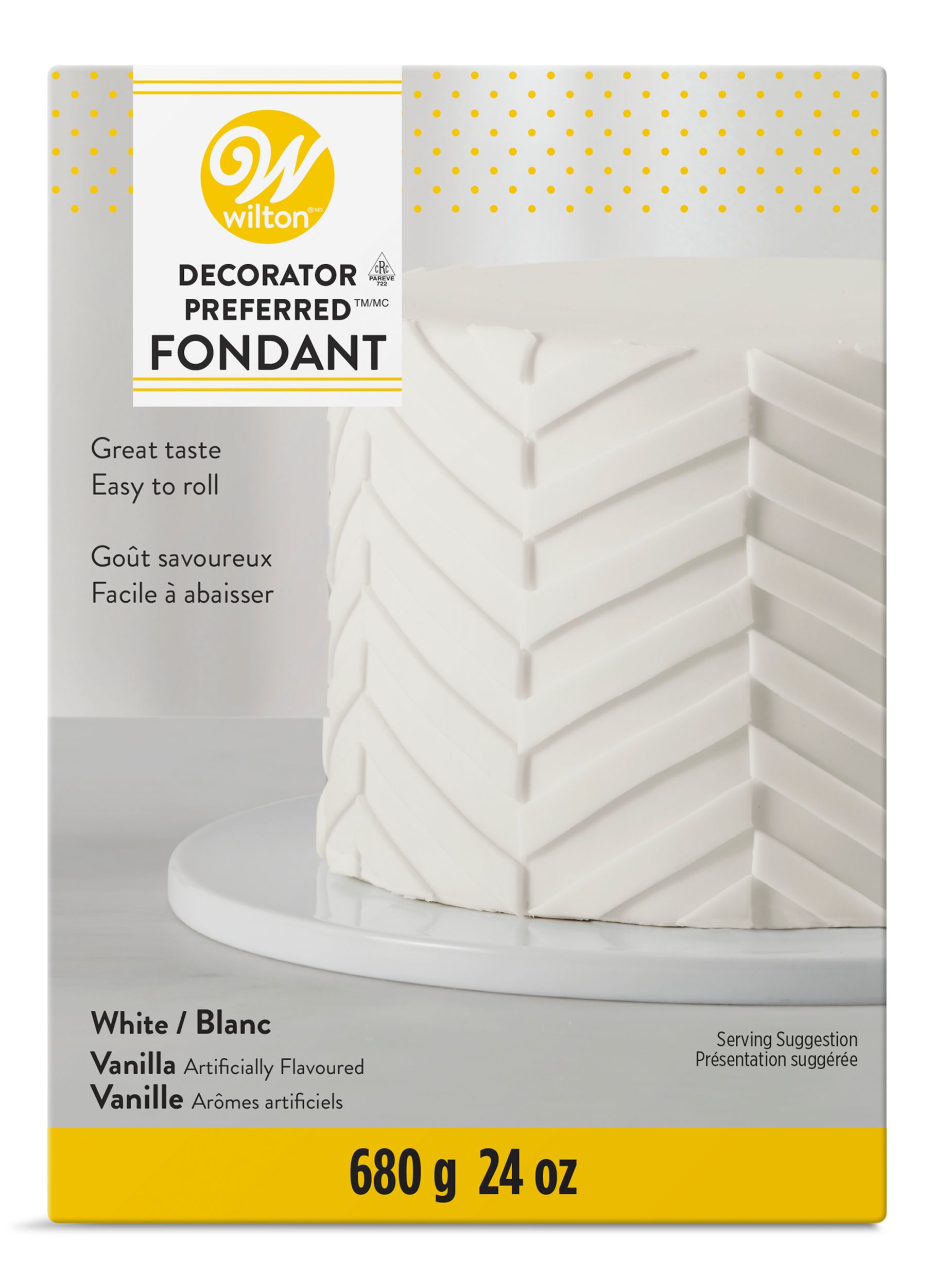 Wilton Decorator Preferred Edible Decorating Fondant Icing, White, 24-oz, Vanilla Artificially Flavoured, for Baking/Cake Decoration Front_Flat