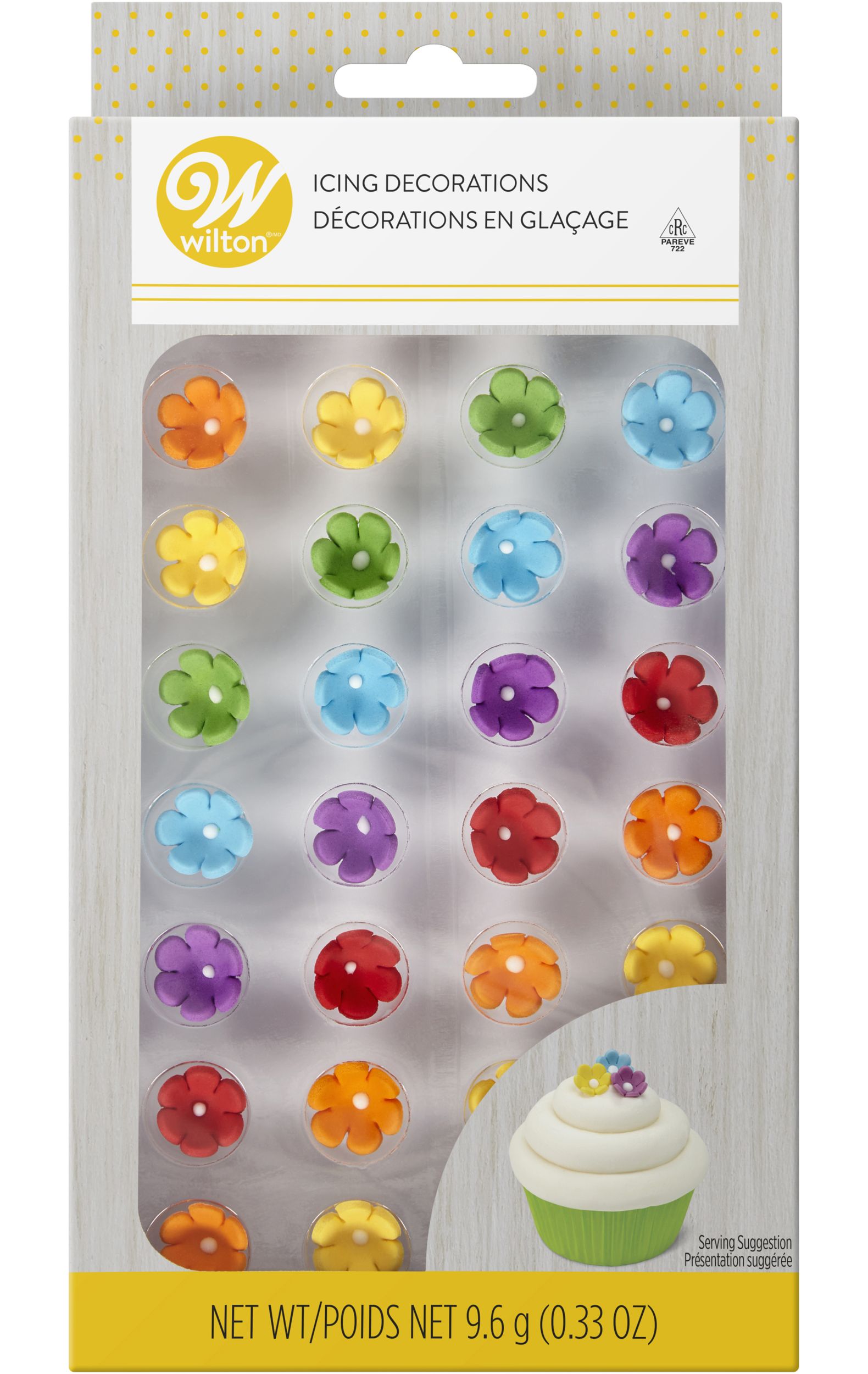 Wilton Daisy Flowers Edible Icing Decorations, Multi-Coloured, 9.6-g, 32-pk, for Baking/Cake Decoration Flowers Front_Flat