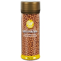 Wilton Edible Decorative Pearl Sprinkles, Gold, 5-oz, for Baking/Cake Decoration Front_Elevated