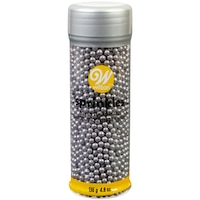 Wilton Edible Decorative Pearl Sprinkles, Silver, 4.8-oz, for Baking/Cake Decoration Front_Flat