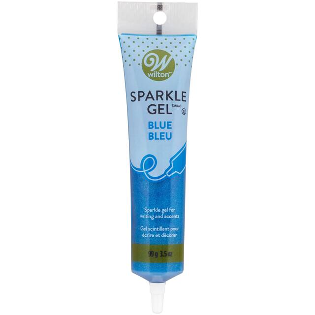 Gel décoratif scintillant qui ne sèche pas Wilton, bleu, 3,5 oz, pour la cuisson de biscuits/petits gâteaux/beignes Front_Flat