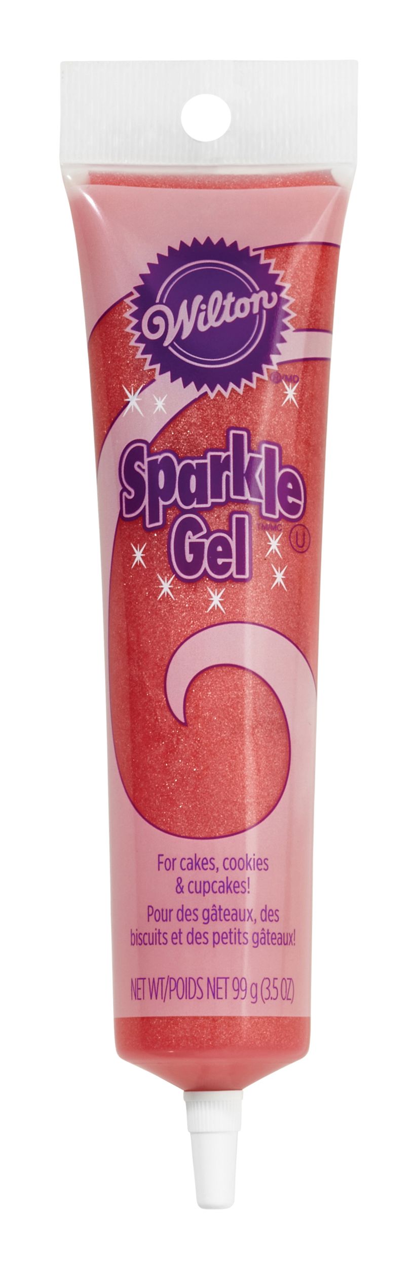 Gel décoratif scintillant qui ne sèche pas Wilton, rose, 3,5 oz, pour la cuisson de biscuits/petits gâteaux/beignes Front_Flat