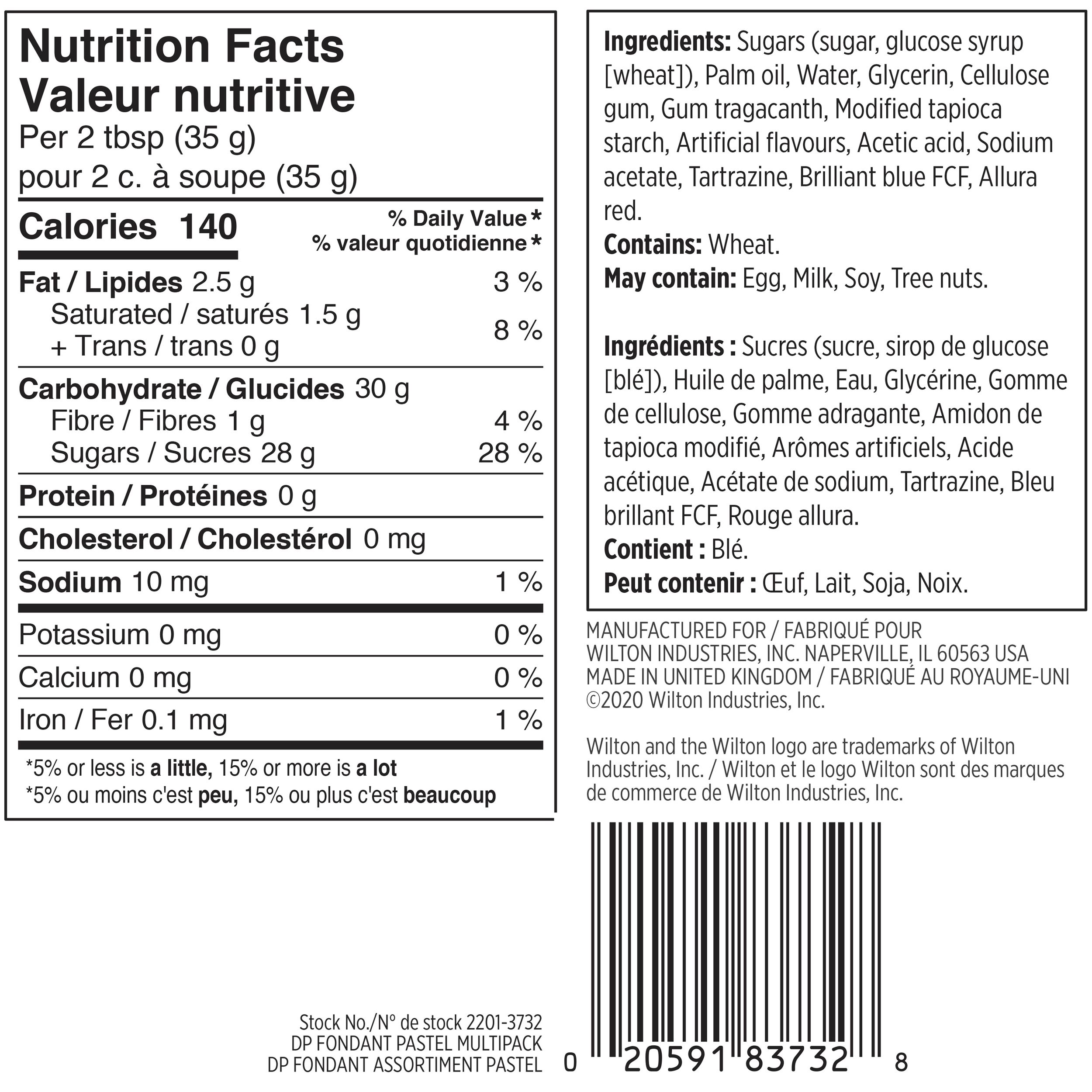 Wilton Decorator Preferred Edible Decorating Fondant, Pastel Multi-Coloured, 17.6-oz, 4-pk, Vanilla Artificially Flavoured, for Baking/Cake Decoration Back_Flat