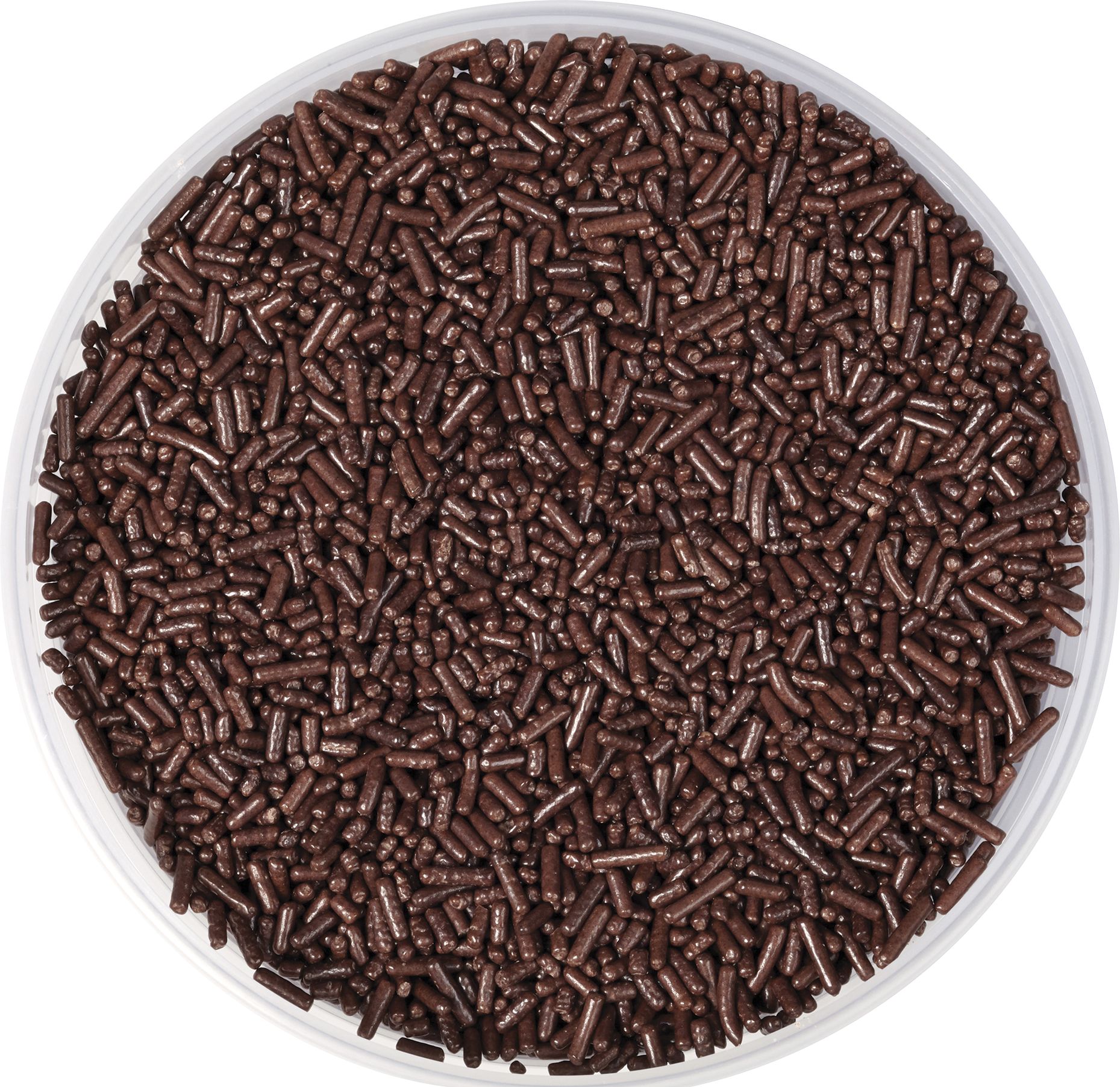 WIlton Chocolate Jimmies Tub, 10-oz Bottom_Flat