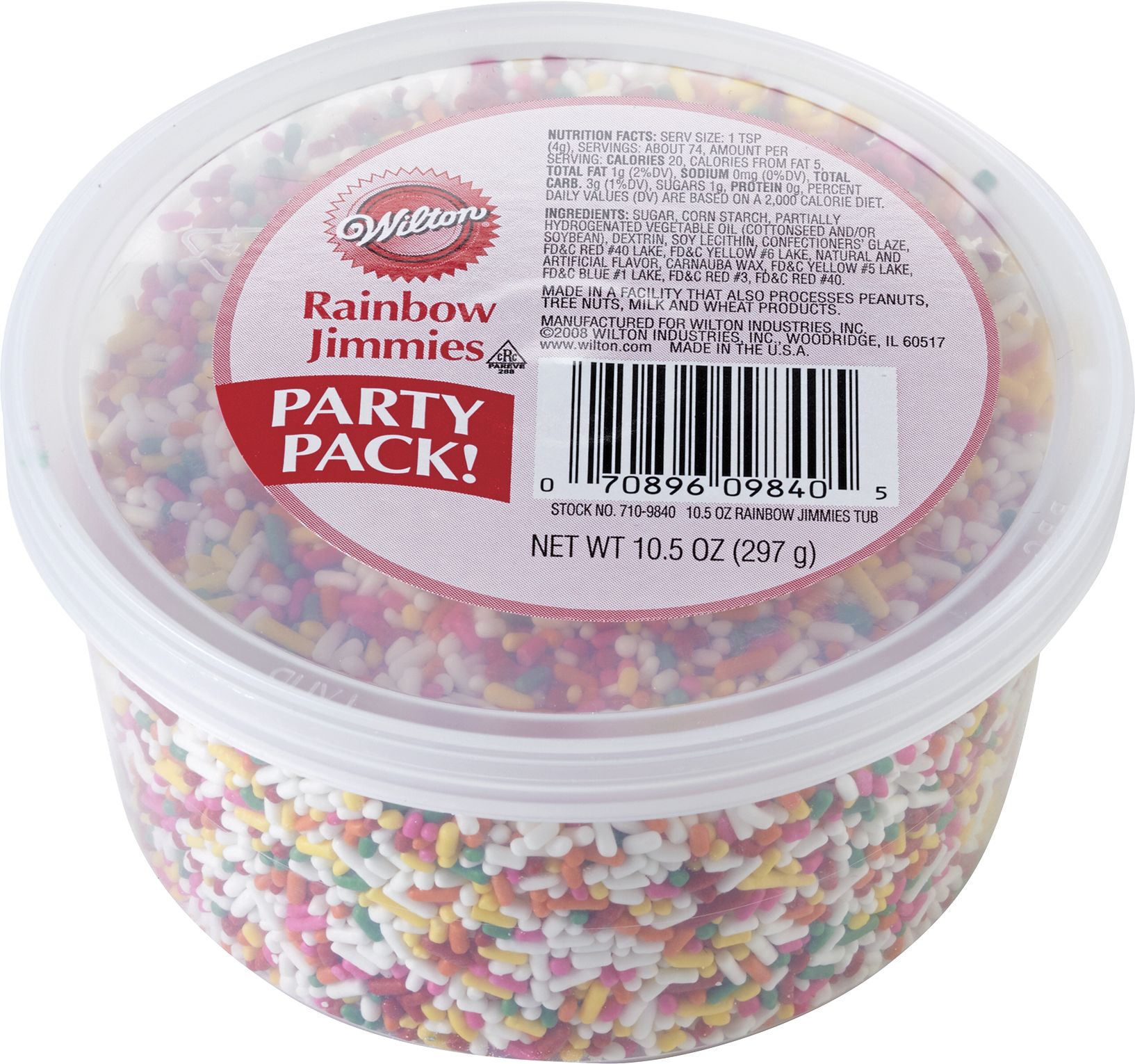Wilton Rainbow Jimmies Tub, 10-oz Overhead_Plunge