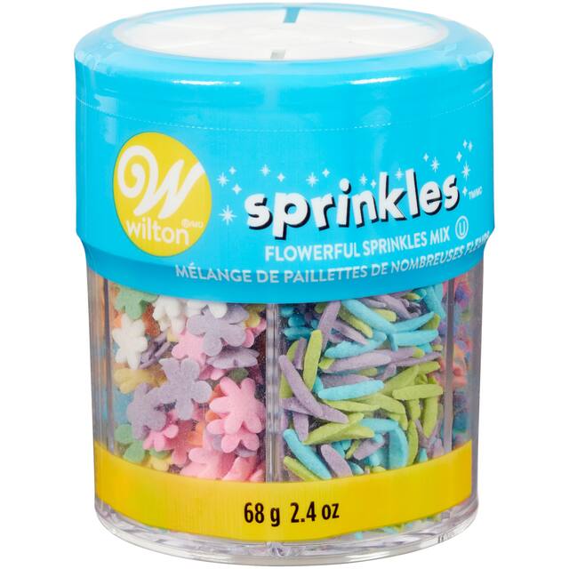 Wilton Floral Mix Edible Decorative Sprinkles, Multi-Coloured, 2.4-oz, for Baking/Cake Decoration Front_Elevated