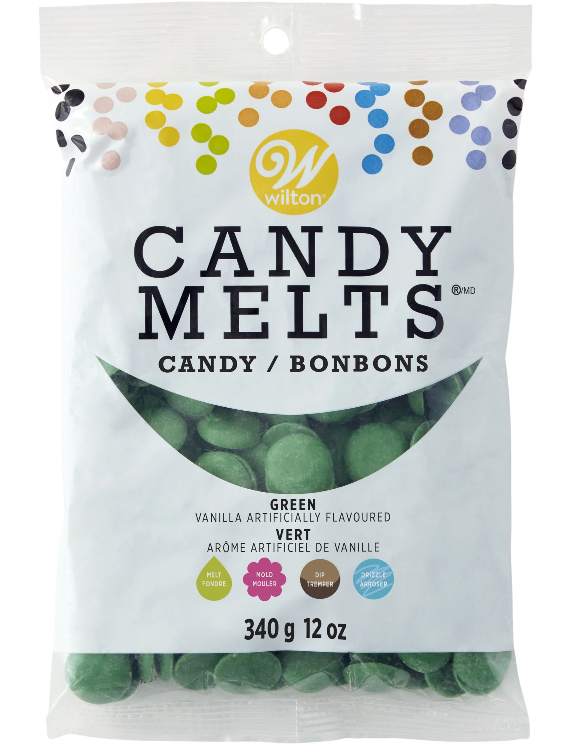 Wilton Green Candy Melts Candy Front_Flat