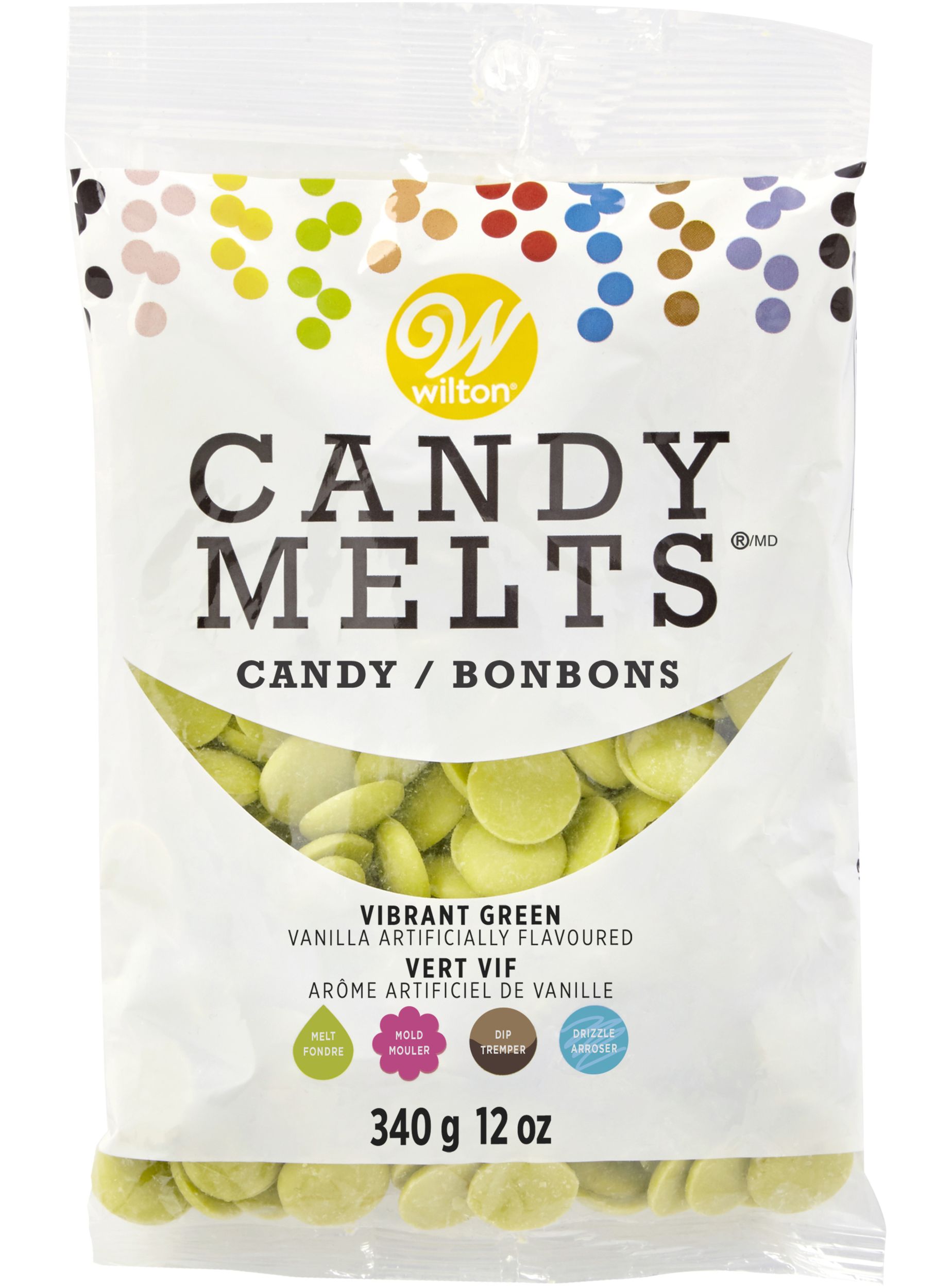 Wilton Vibrant Green Candy Melts, 12-oz Front_Flat