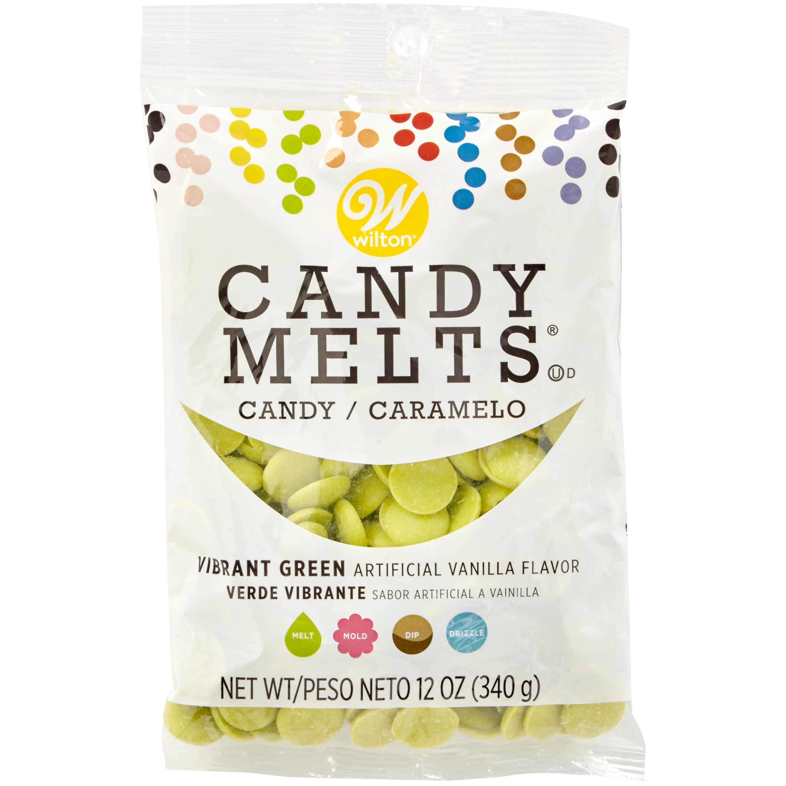 Wilton Vibrant Green Candy Melts, 12-oz Front_Flat