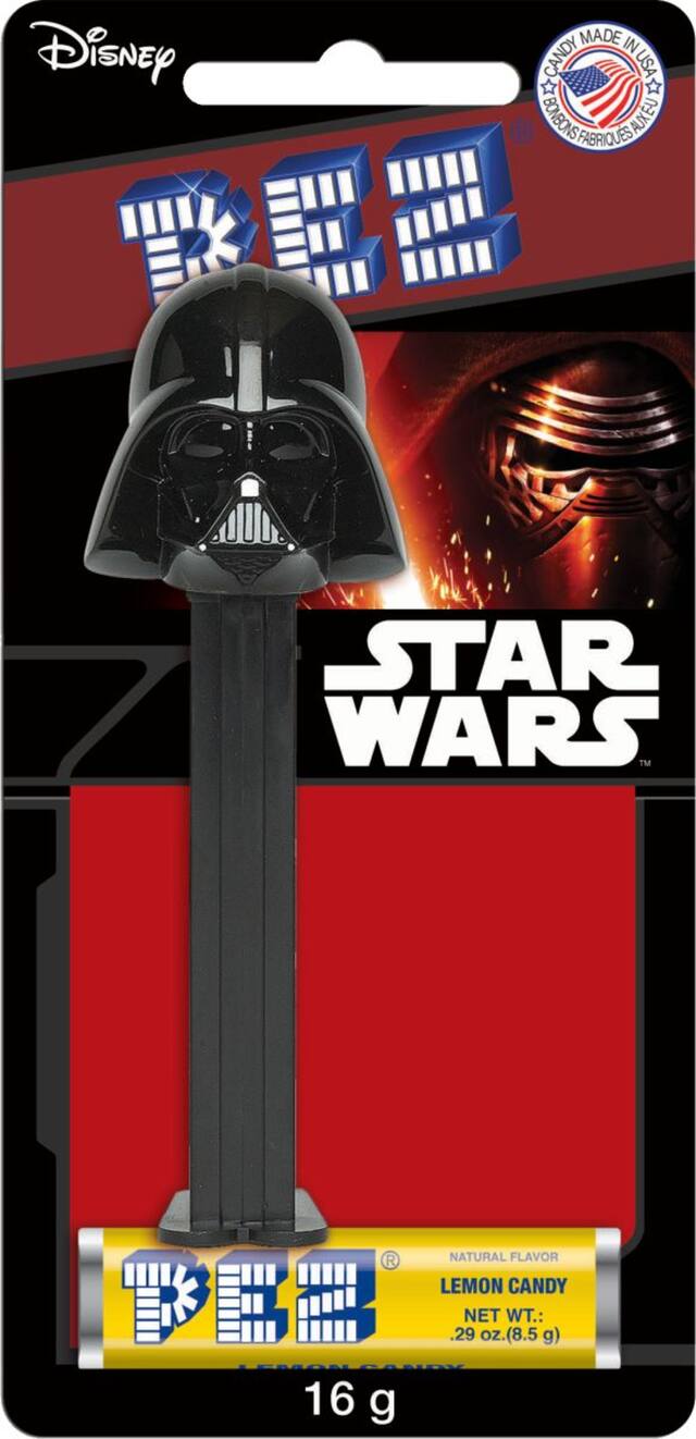 Disney Star Wars Darth Vader PEZ Dispenser, Lemon, Black, 16-g, Hard Candy, for Birthday/Party Favour Candy Front_Flat