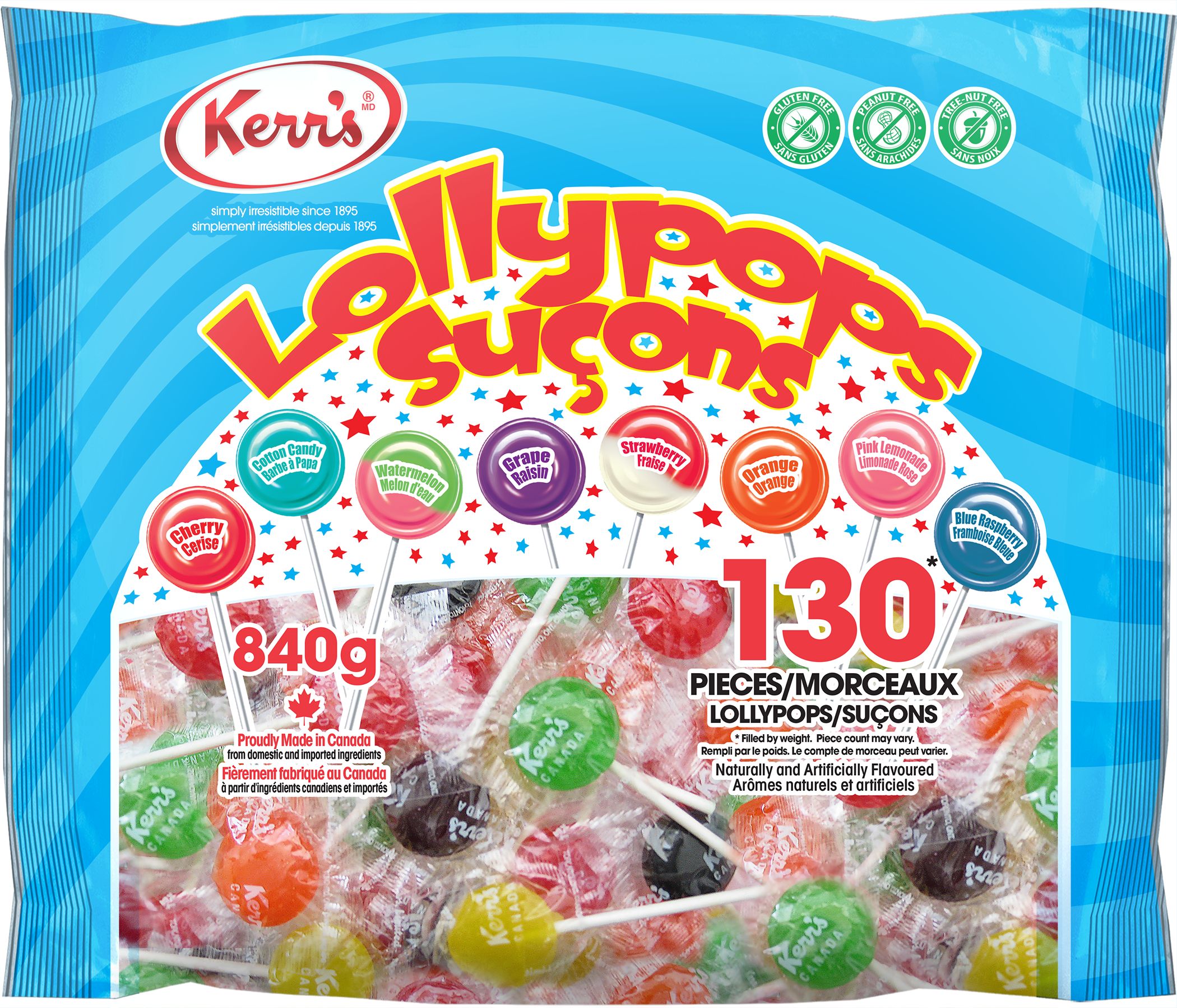 Kerrs Assorted Lollypops 130 Pk Party City 0169