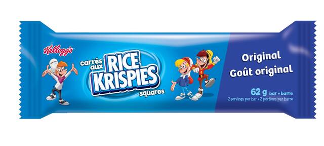 Kellogg's Rice Krispies Squares Big Bar, Marshmallow Snack Bar, White, 62-g, for Birthday/Party Favour Front_Flat