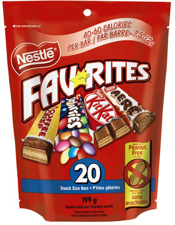 Barres de chocolat Nestlé Favorites format collation, Coffee Crisp/Kit Kat/Aero, multicolore, paq. 20, pour fête d'anniversaire/cadeau-surprise Front_Flat