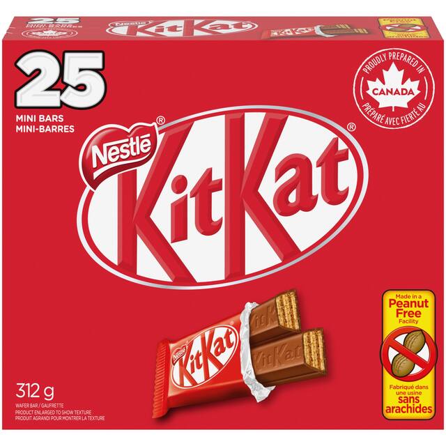 Barres Nestlé Kit Kat, format collation, chocolat au lait, brun, paq. 20, pour Halloween/Saint-Valentin Front_Elevated