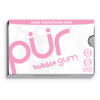 PUR Chewing Gum, Bubble Gum, White, 9-pk, for Birthday/Party Favour Front_Flat