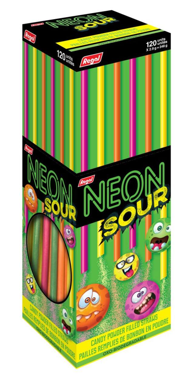 Neon Sour Candy Strawz, 348-g Front_Three_Fourths_Angled_Right