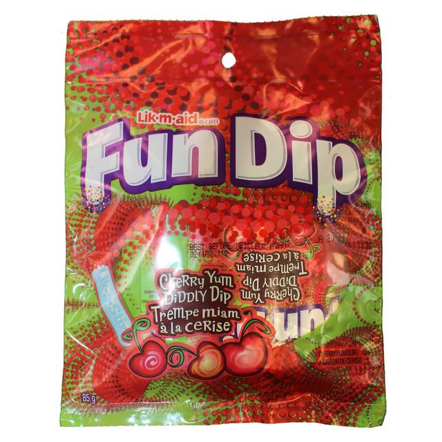 Fun Dip Peg Bag, Cherry, Red, 85.3-g, Hard Candy, for Birthday/Party Favour Front_Flat