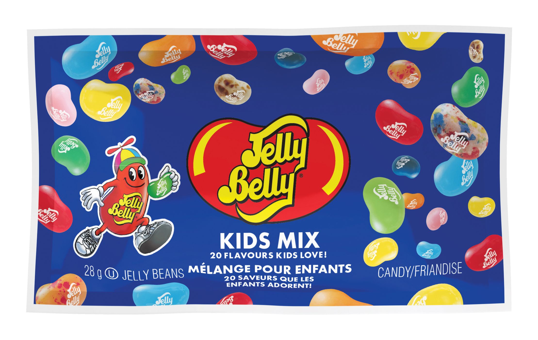 Jelly Belly Jelly Bean Kids Mix, Assorted Fruits, Multi-Coloured, 28-g, Assorted Fruit Chewy Candy, for Birthday/Party Favour Front_Flat