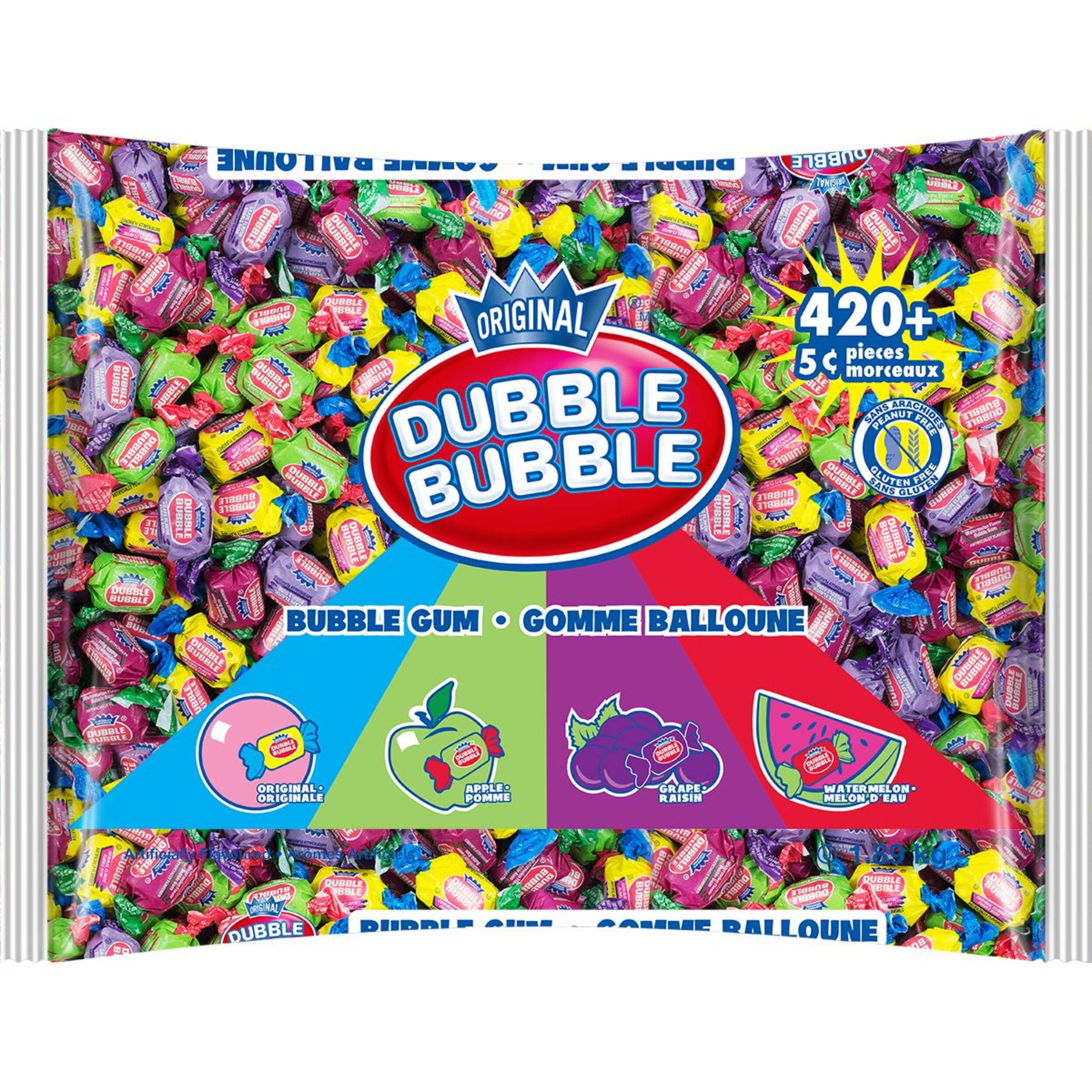 Dubble Bubble Twist Gum, Apple/Grape/Watermelon, Multi-Coloured, 420-pk, Gum, for Birthday/Party Favour/Halloween Front_Flat
