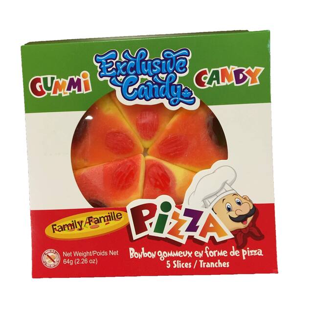 Pizza Gummy, Assorted Fruits, Yellow/Red, 64-g, Chewy Candy, for Birthday/Party Favour Front_Flat