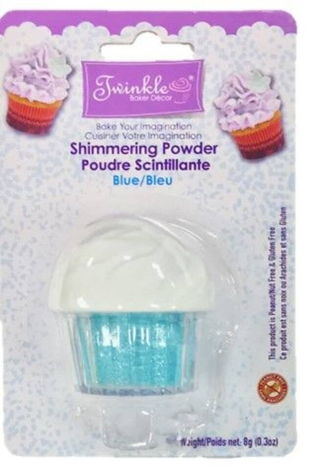 Poudre scintillante, bleu, 18 g, pour cuisson et décoration de gâteaux Front_Flat