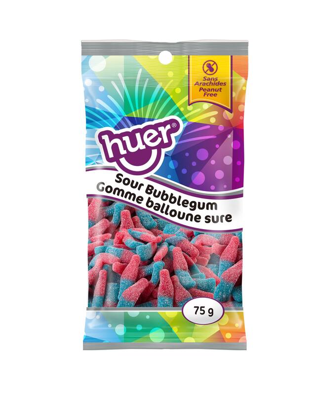 Bubblegum Bottle Gummies, Sour Flavours, Red/Blue, 75-g, Chewy Candy, for Birthday/Party Favour Front_Flat
