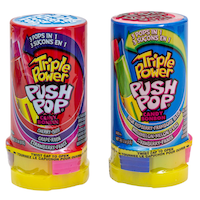 Sucettes Topps Triple Power Push Pop, choix de fruits, bonbon dur, multicolore, 34 g, pour fête d'anniversaire/cadeau-surprise Composite_or_Mixed