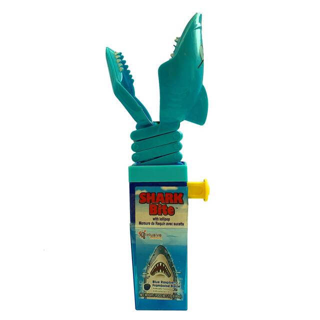 Shark Bite Lollipop, Assorted Fruits, Blue, 17-g, Hard Candy, for Birthday/Party Favour/Summer Party Front_Flat