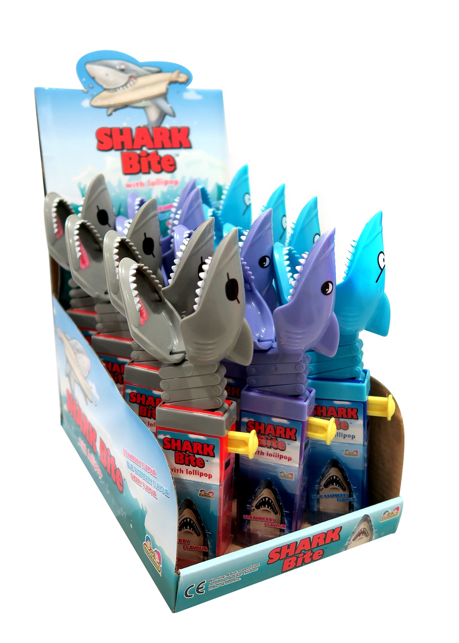 Sucette morsure de requin, choix de fruits, bonbon dur, bleu, 17 g, pour fête d'anniversaire/cadeau-surprise/fête estivale Front_Three_Fourths_Angled_Right