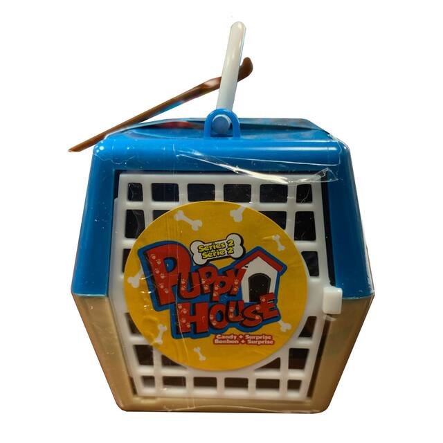 Puppy House Collectible Candies & Toy, Assorted Fruits, Blue/Yellow, 8-g, Assorted Fruit Hard Candy, for Birthday/Party Favour Front_Flat