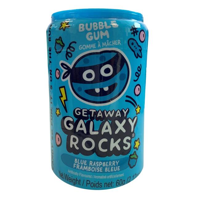 Getaway Galaxy Rocks Bubble Gum, Blue Raspberry, Blue, 60-g, Gum, for Birthday/Party Favour Front_Flat