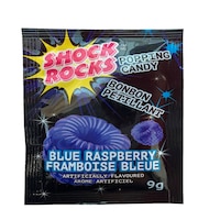 Bonbons pétillants Shock Rocks, framboise bleue, bonbon dur, bleu, 9 g, pour fête d'anniversaire/cadeau-surprise