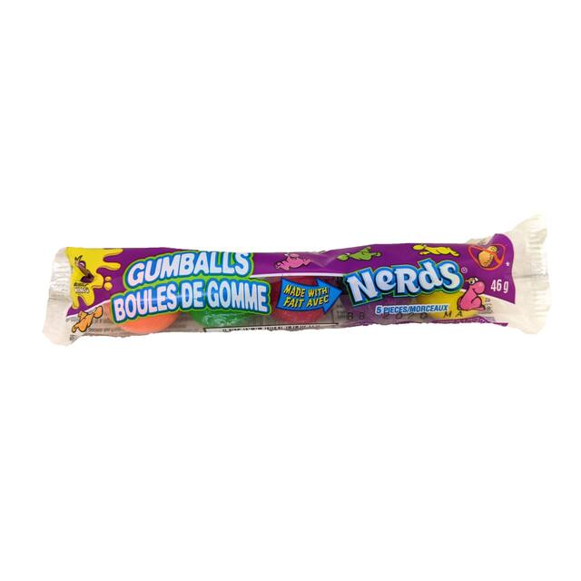 Nerds Gumball Tube, Assorted Fruits, Multi-Coloured, 47-g, Gum, for Birthday/Party Favour Front_Flat
