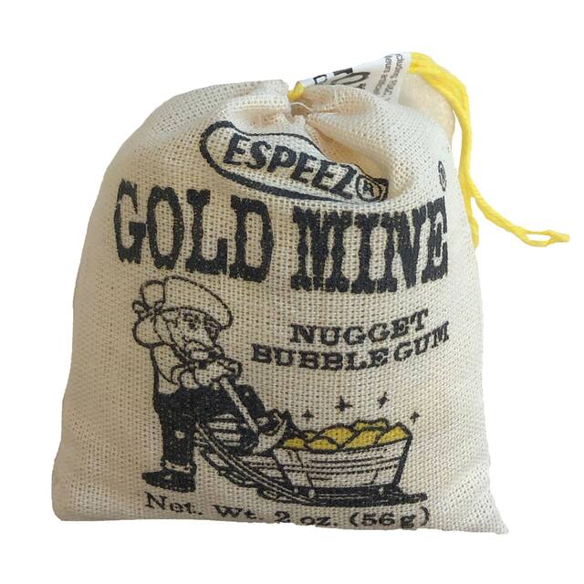 Gold Mine Nugget Bubble Gum, Assorted Fruits, Gold, 56-g, for Birthday/Party Favour Front_Flat