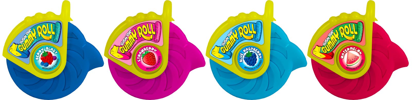 Topps Push Gummy Roll, Berry/Strawberry/Blue Raspberry/Watermelon, Blue/Pink/Red, 40-g, Chewy Candy, for Birthday/Party Favour Composite_or_Mixed