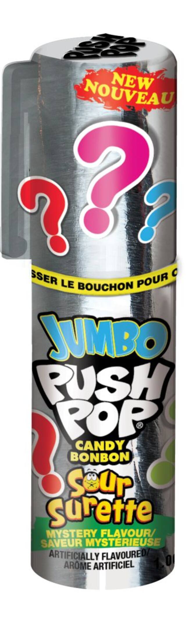 Topps Jumbo Push Mystery, Mystery Grape/Berry, Silver, 31-g, Hard Candy, for Birthday/Party Favour Candy Front_Elevated