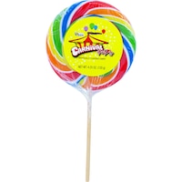 Giant Carnival Swirl Lollipop, Assorted Fruits, Rainbow, 120-g, Hard Candy, for Birthday/Party Favour Candy Front_Flat