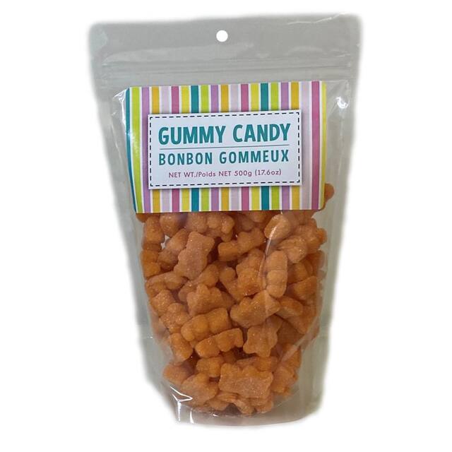 Gummy Bears, Assorted Fruits, Orange, 500-g, Chewy Candy, for Birthday/Buffet/Halloween Front_Flat