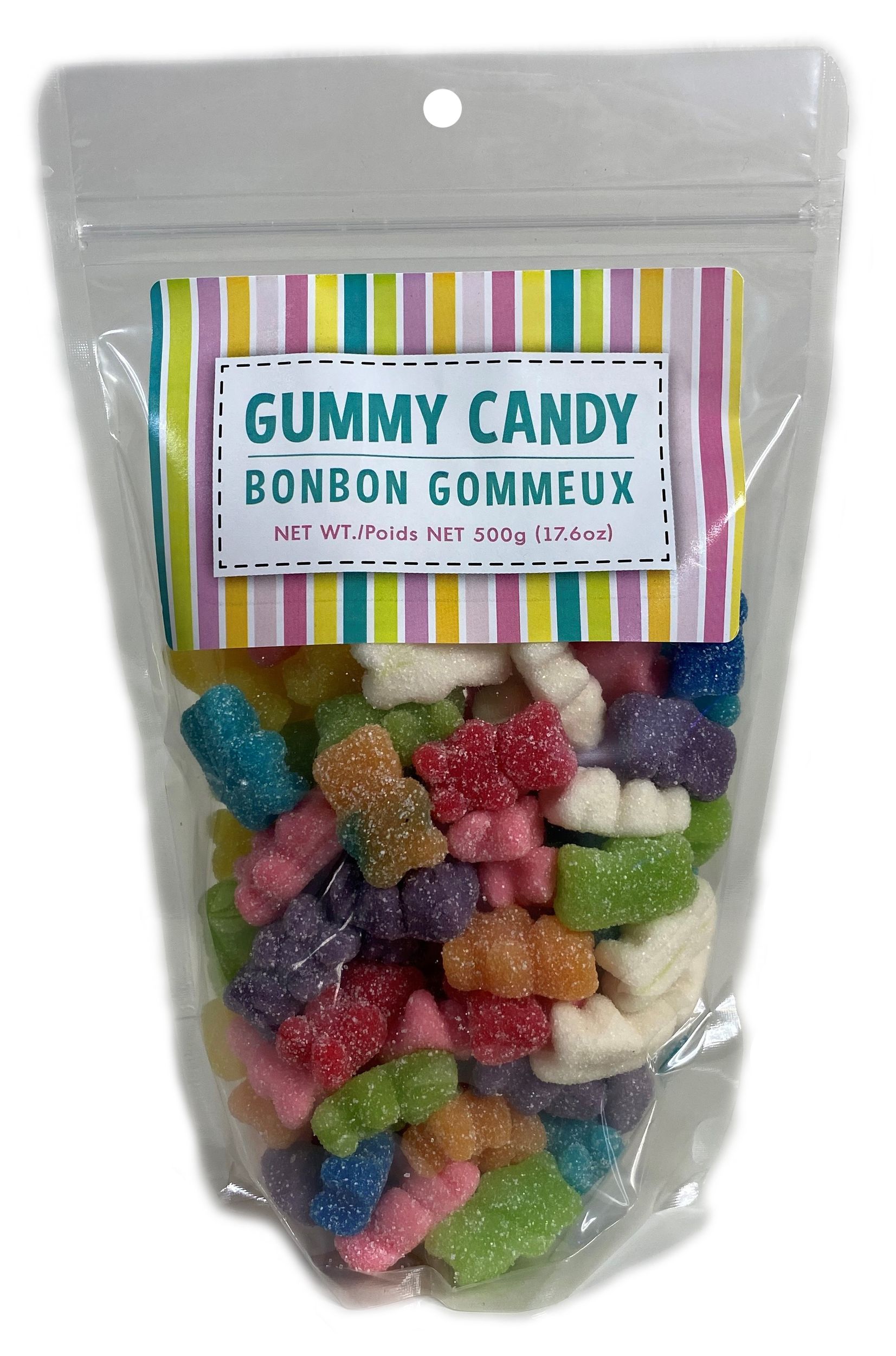 Oursons en gelée, choix de saveurs, bonbon tendre, multicolore, 500 g, pour fête d'anniversaire/buffet Front_Flat