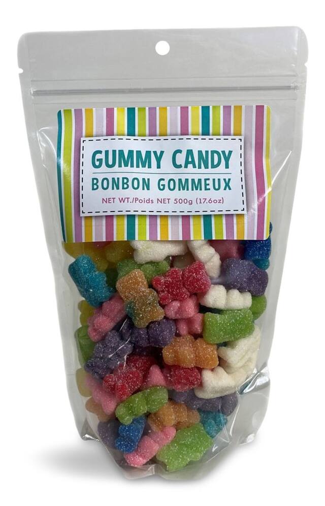 Gummy Bears, Assorted Flavours, Multi-Coloured, 500-g, Chewy Candy, for Birthday/Buffet Front_Flat
